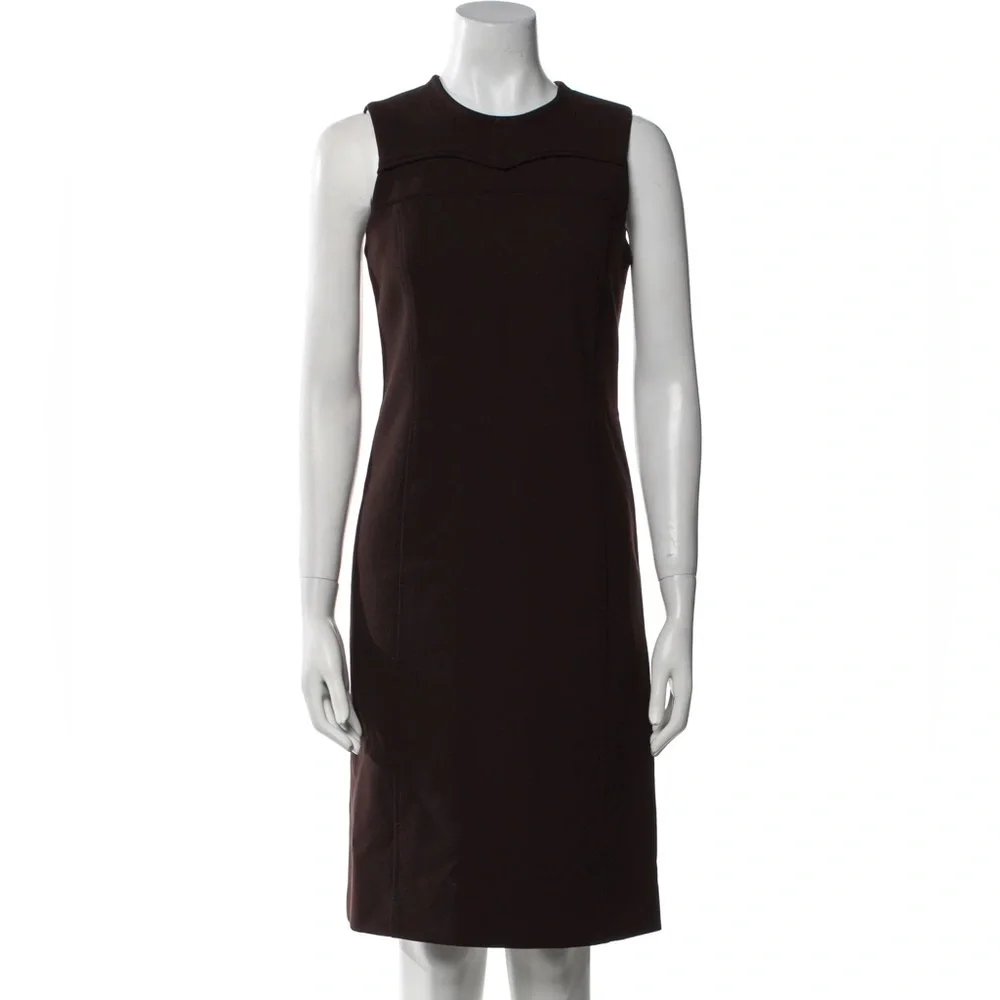 Tory Burch Brown Wool Sleeveless Knee Length Sleeveless Sheath Dress EUC Size 10